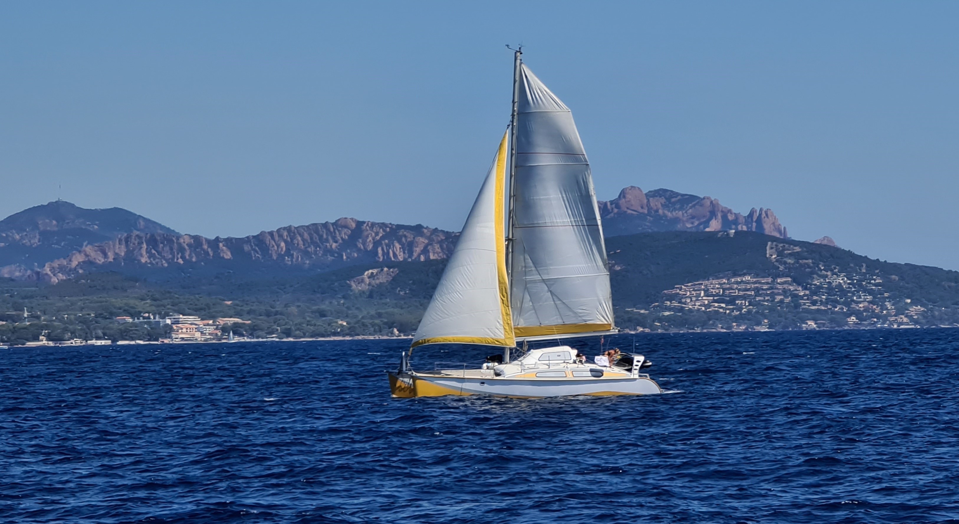 Outremer cat under sails