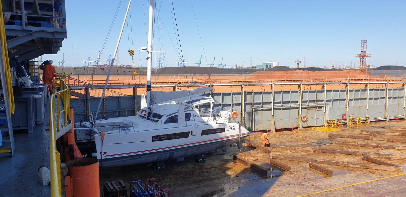 Catana 42 in a cargo ship