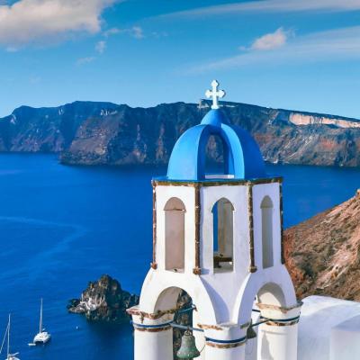 Church in oia santorini greece