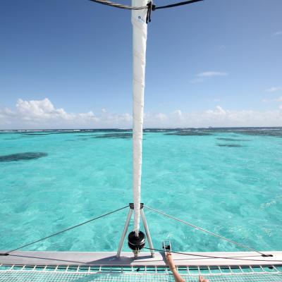 Sailing crystal blue water